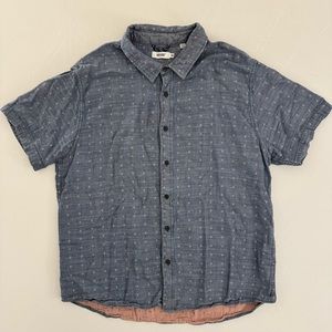 Blue Chambray Univibe SS Men’s XXL Button Up Shirt 2XL Skater Short Sleeve